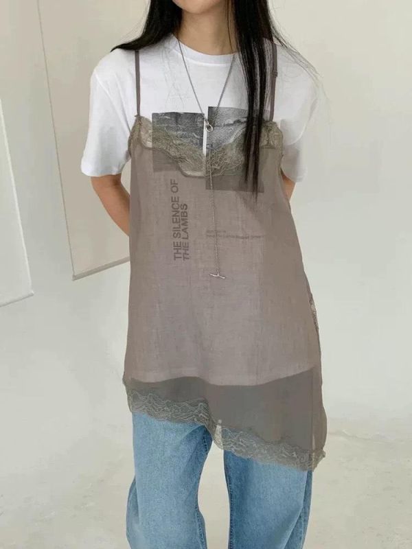 柔霧紗感蕾絲背心 蕾絲背心