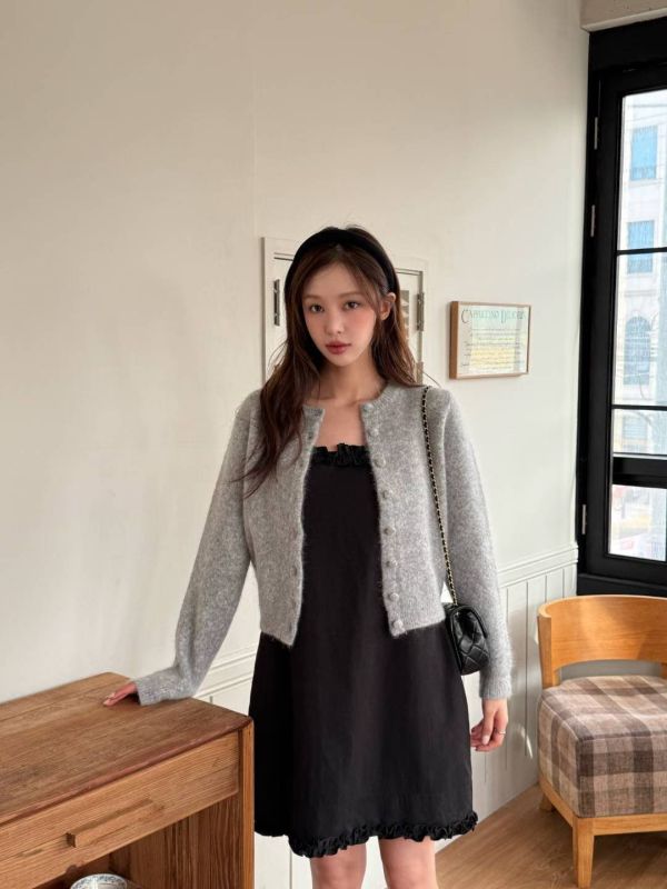 雲絨短版針織外套 短版針織外套