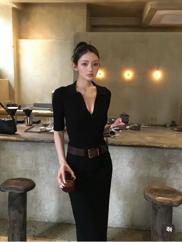 翻領開襟針織兩件式套組 針織兩件式套組