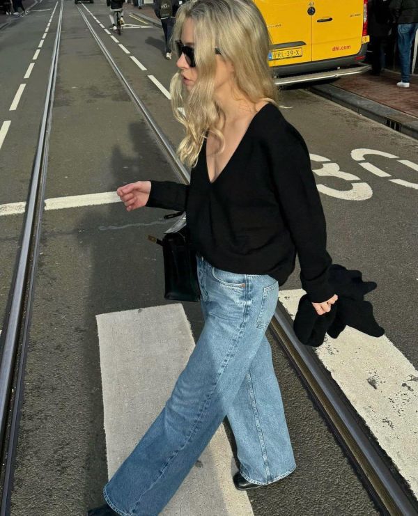 法式慵懶V領針織 針織V領