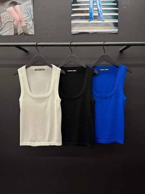 極簡寬肩羅紋背心 背心 tank top