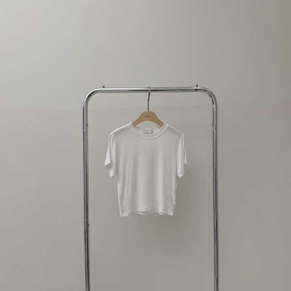 柔膚透視修身短袖上衣 