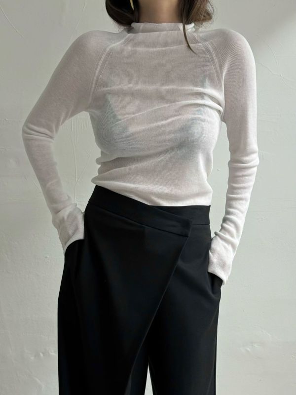 立領貼膚細針織長袖 