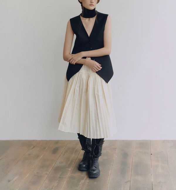 設計感壓褶裙 百褶裙