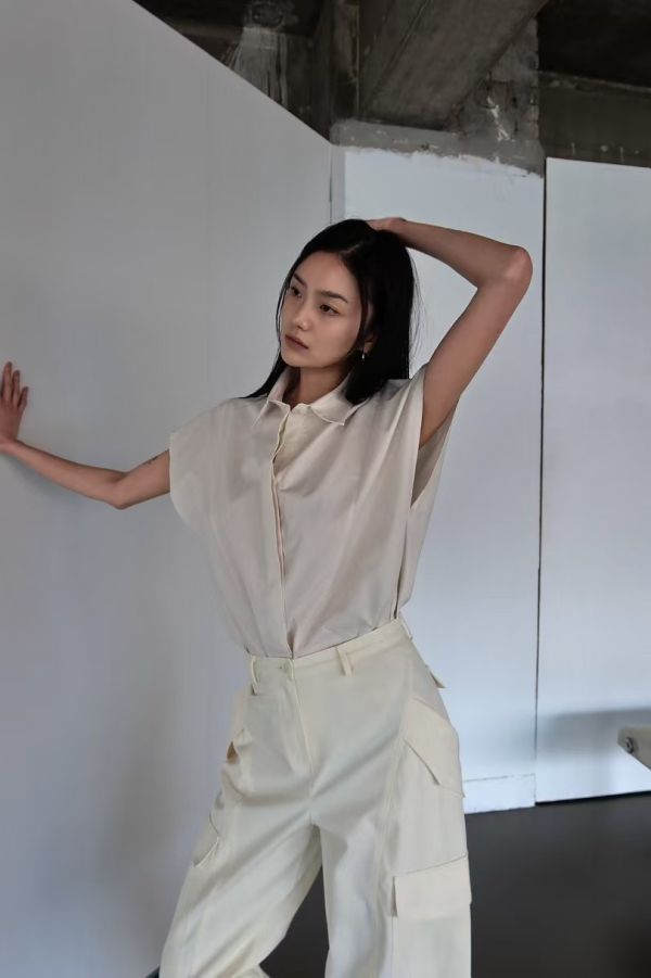 Oversized 落肩無袖襯衫 落肩無袖襯衫
