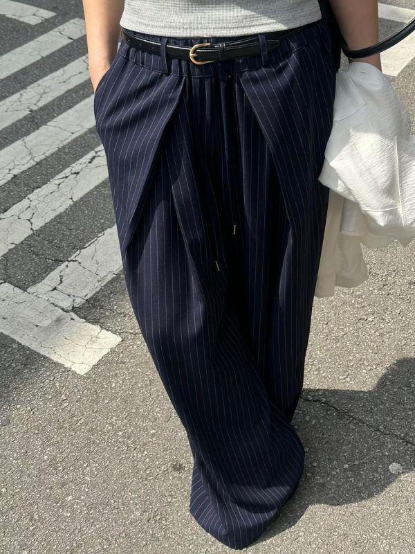 條紋西裝寬褲 西裝寬褲