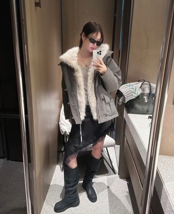 緞面斜裁蕾絲裙 蕾絲裙