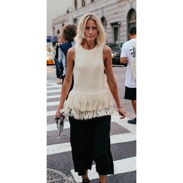 Ivory流蘇編織背心 