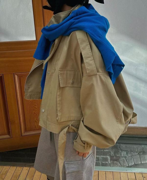 率性立領短版風衣外套 風衣