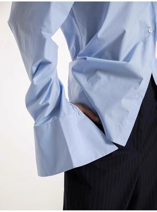 立體肩線寬袖襯衫 襯衫