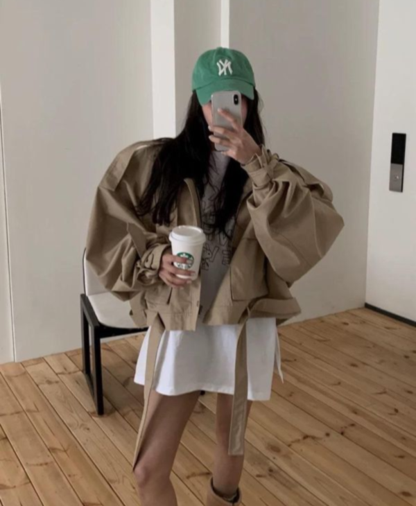 率性立領短版風衣外套 風衣