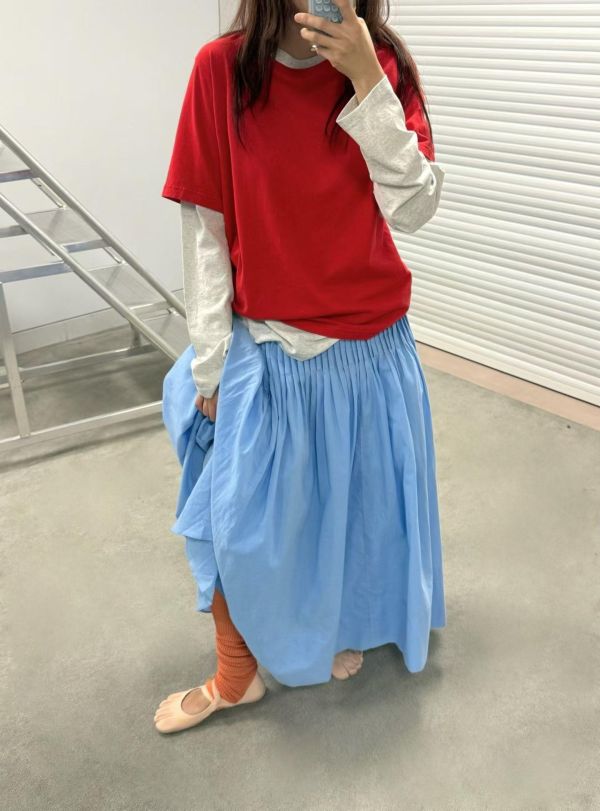 Azure細褶收腰長裙 百褶裙