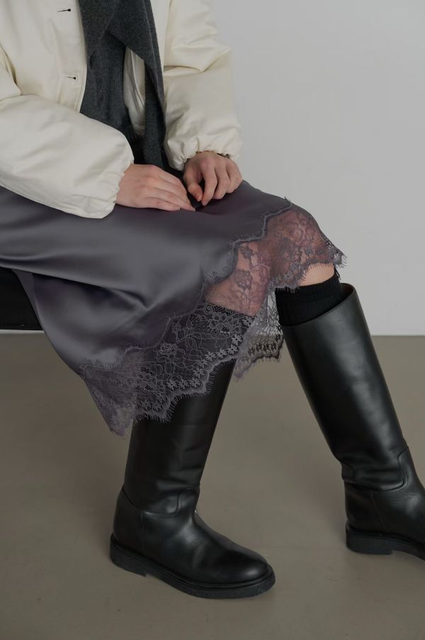 Rowe緞面蕾絲裙 蕾絲裙 緞面