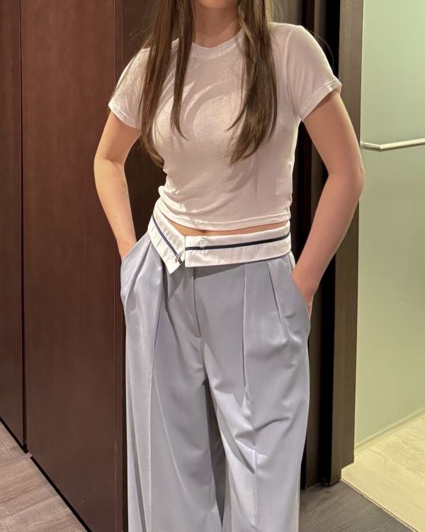 柔膚透視修身短袖上衣 