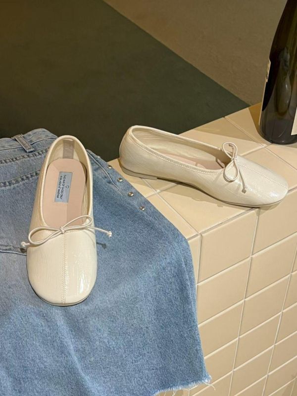 柔軟皮革縐褶芭蕾鞋 芭蕾鞋