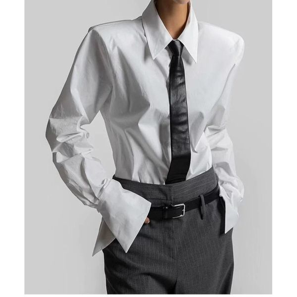 立體肩線寬袖襯衫 襯衫