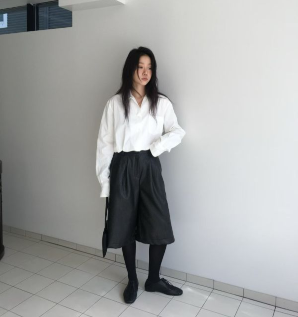 率性皮革五分褲 皮褲