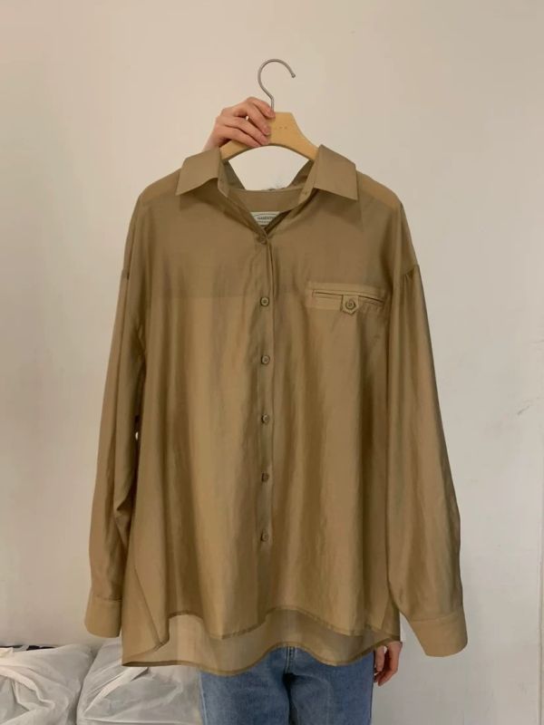 質感透膚光澤感oversized 襯衫 
