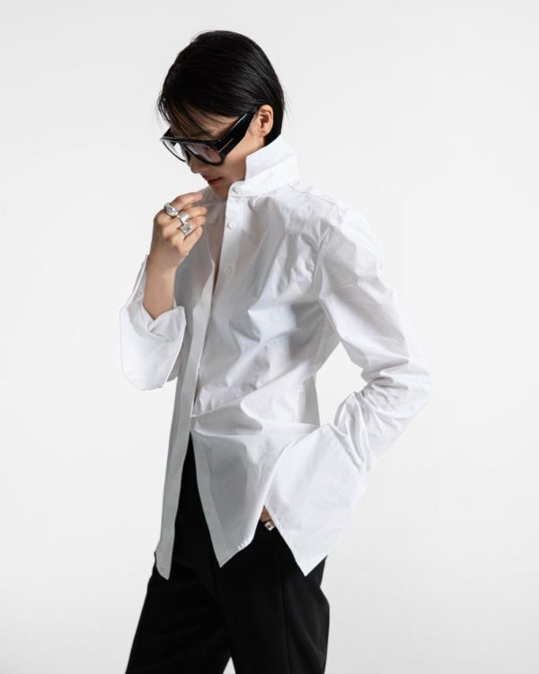 立體肩線寬袖襯衫 襯衫