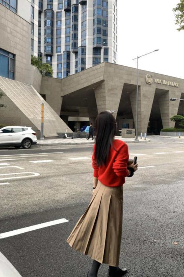 法式收腰百褶裙 百褶裙