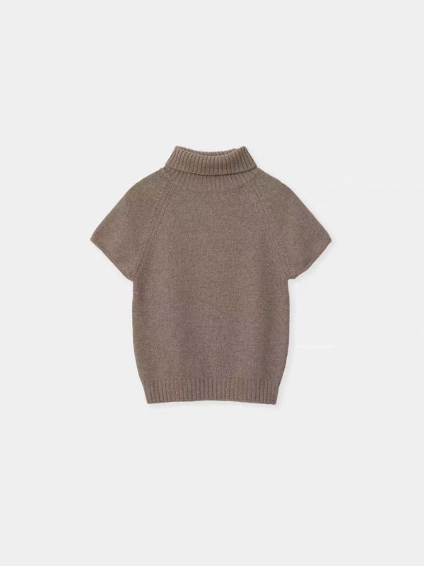 喀什米爾立領針織上衣 高領針織