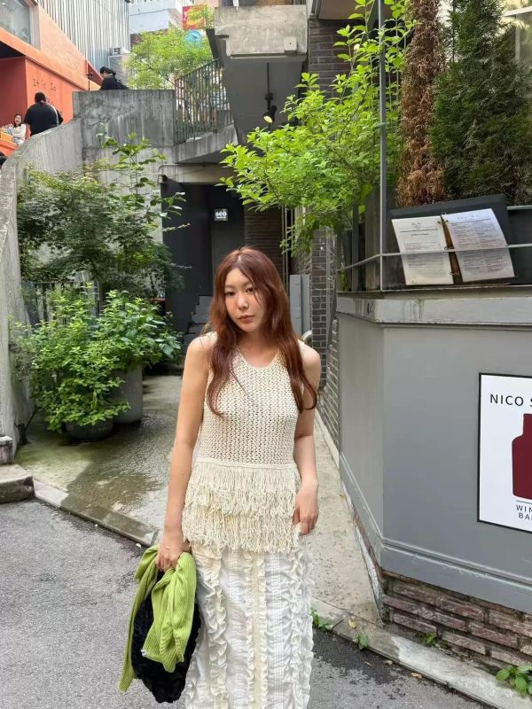 Ivory流蘇編織背心 