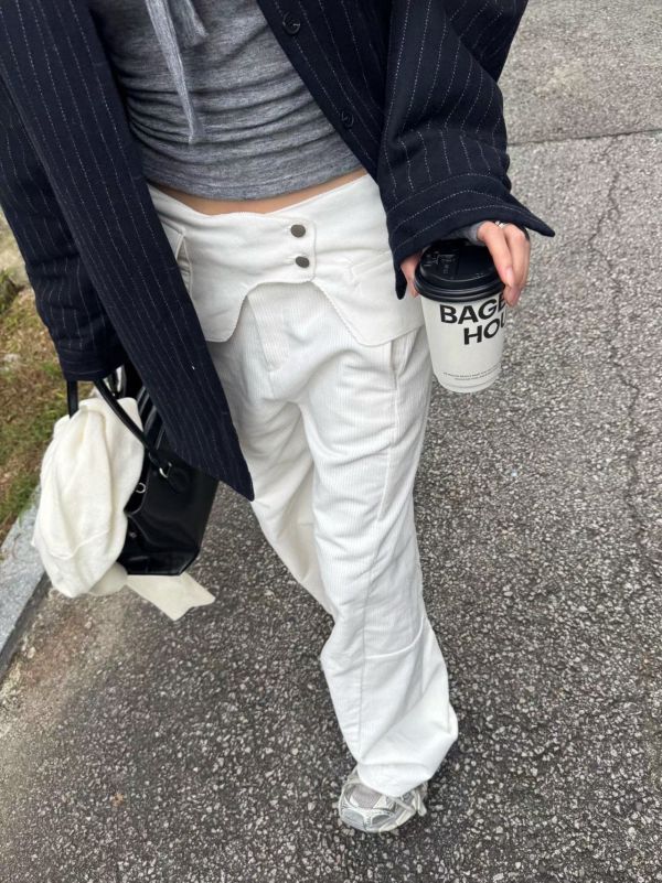 寬袖落肩條紋襯衫 襯衫