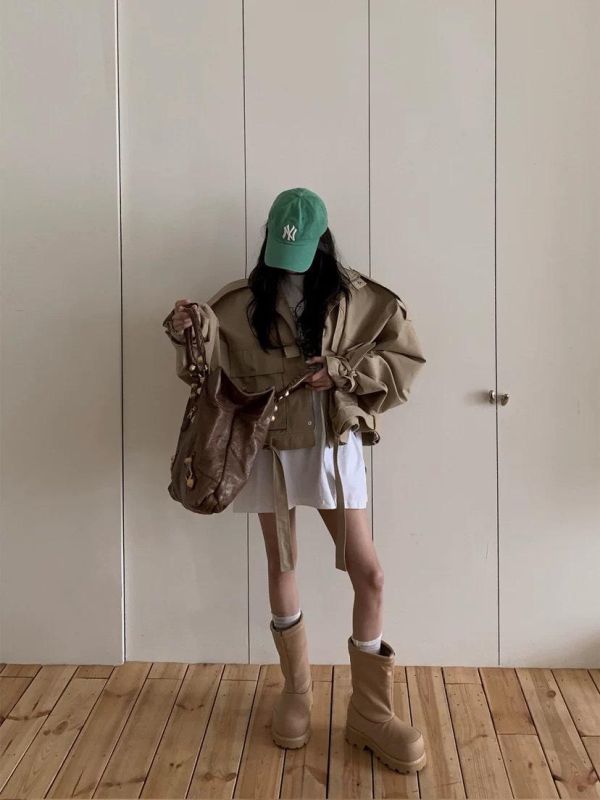 率性立領短版風衣外套 風衣