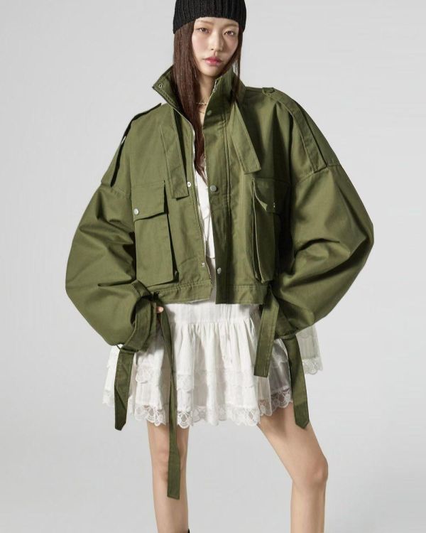 率性立領短版風衣外套 風衣