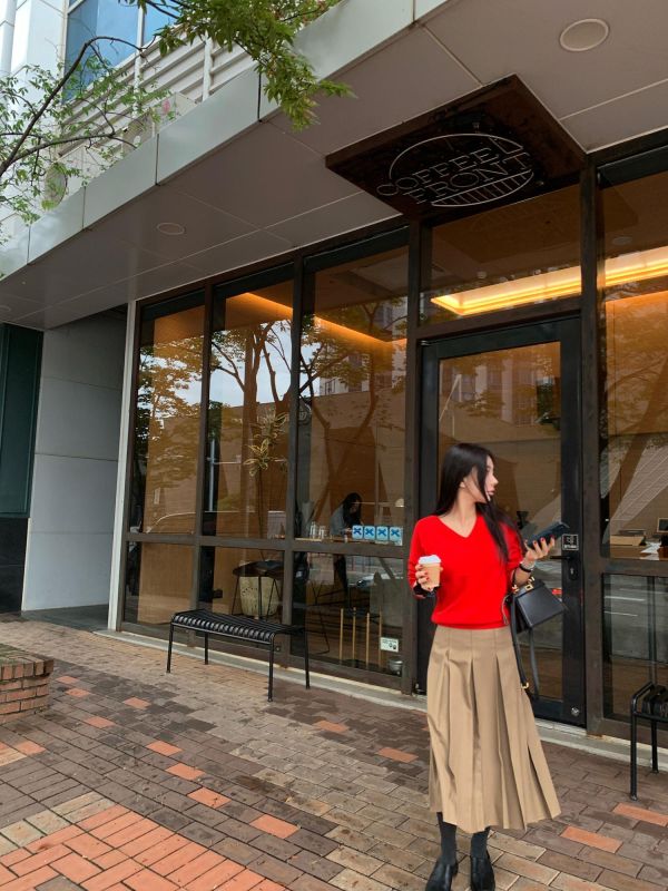 法式收腰百褶裙 百褶裙