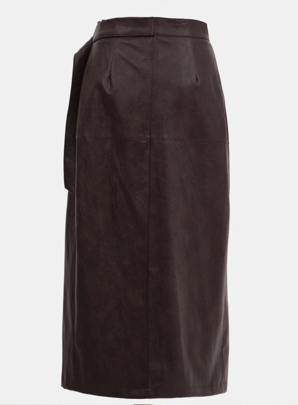 質感皮革側釦長裙 皮裙
