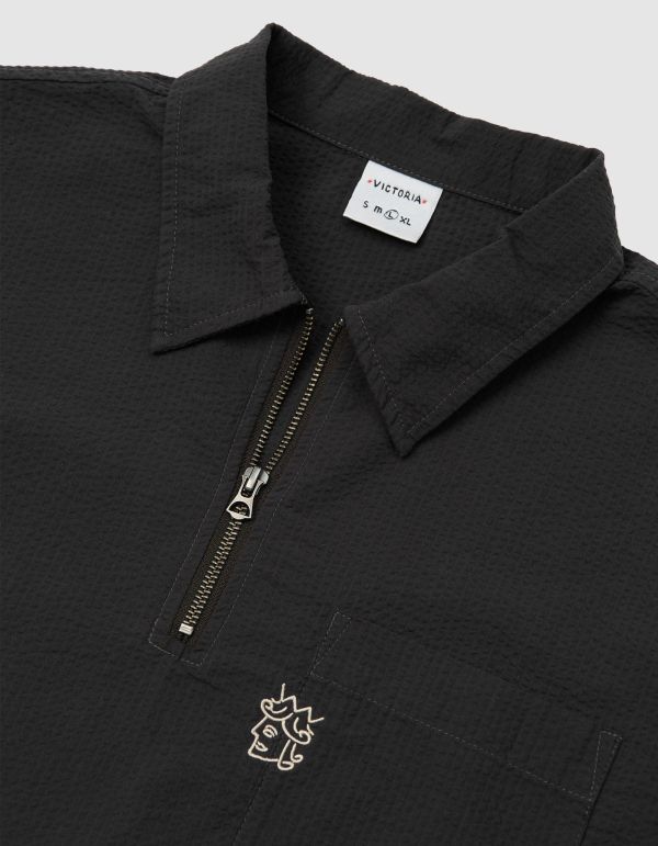 SEERSUCKER QUARTER ZIP SHIRT 