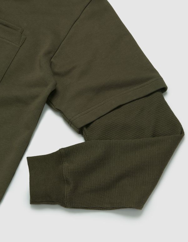 WAFFLE SLEEVE DOUBLE POCKET TEE 