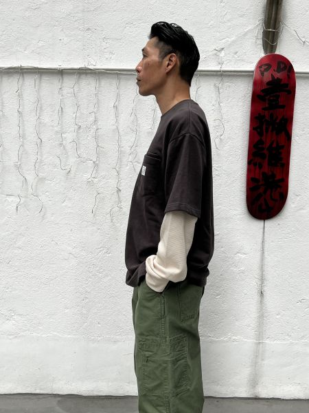 WAFFLE SLEEVE DOUBLE POCKET TEE 