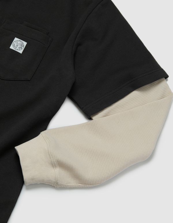 WAFFLE SLEEVE DOUBLE POCKET TEE 