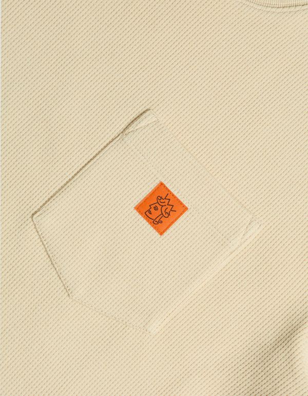 POCKET HEAVY WEIGHT WAFFLE CREW（NATURAL） 