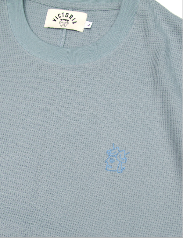 WAFFLE S/S TEE（DUSTY BLUE） 
