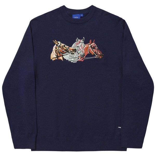 HORSES CREWNECK KNIT NAVY 
