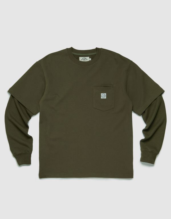 WAFFLE SLEEVE DOUBLE POCKET TEE 