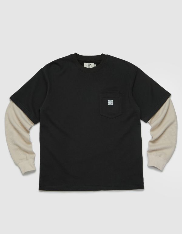 WAFFLE SLEEVE DOUBLE POCKET TEE 