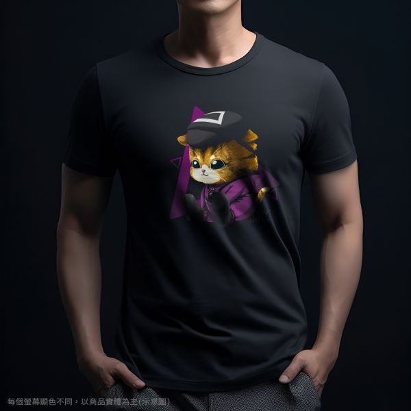 台灣TAIWAN自創品牌潮流T恤-圓領純棉短袖T(轉印)-pip-pep-面具貓 印花T恤、插畫T、創意圖案T恤、MITT恤、台灣製T恤、高品質純棉T恤、情侶T恤、情侶裝T恤、情侶短袖