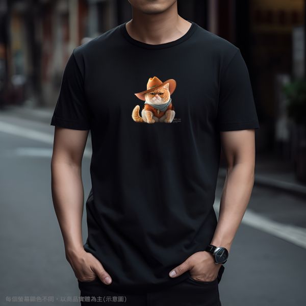 台灣TAIWAN自創品牌潮流T恤-圓領短袖T(轉印)-pip-pep-牛仔貓 印花T恤、插畫T、創意圖案T恤、MITT恤、台灣製T恤、高品質純棉T恤、情侶T恤、情侶裝T恤、情侶短袖