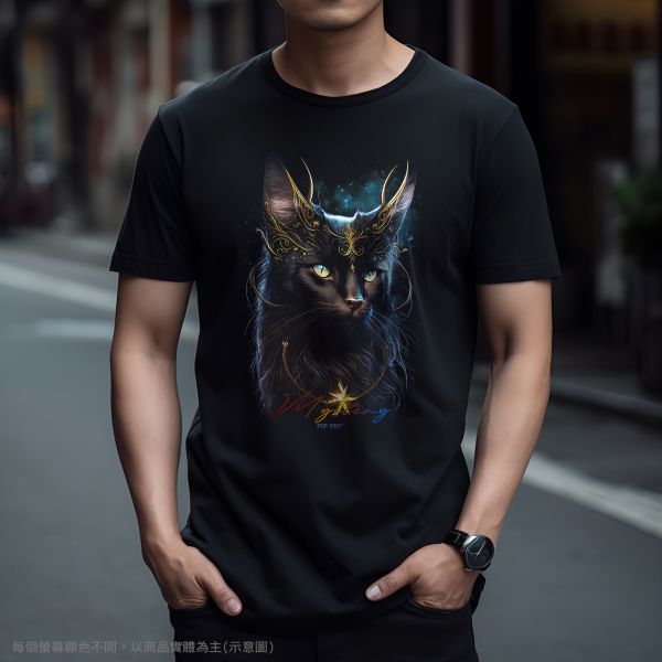台灣TAIWAN自創品牌潮流T恤-圓領純棉短袖T(轉印)-pip-pep-神秘黑貓 印花T恤、插畫T、創意圖案T恤、MITT恤、台灣製T恤、高品質純棉T恤、情侶T恤、情侶裝T恤、情侶短袖
