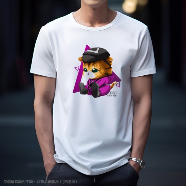 台灣TAIWAN自創品牌潮流T恤-圓領純棉短袖T(轉印)-pip-pep-面具貓 印花T恤、插畫T、創意圖案T恤、MITT恤、台灣製T恤、高品質純棉T恤、情侶T恤、情侶裝T恤、情侶短袖