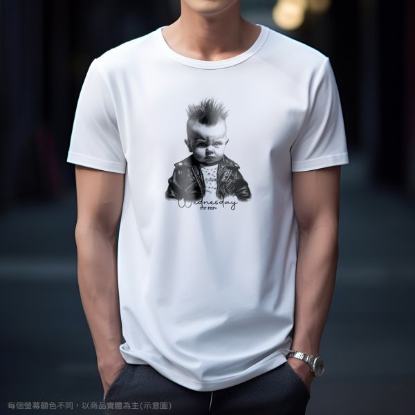 台灣TAIWAN自創品牌潮流T恤-圓領純棉短袖T(轉印)-pip-pep-人生好累系列-星期三 印花T恤、插畫T、創意圖案T恤、MITT恤、台灣製T恤、高品質純棉T恤、情侶T恤、情侶裝T恤、情侶短袖