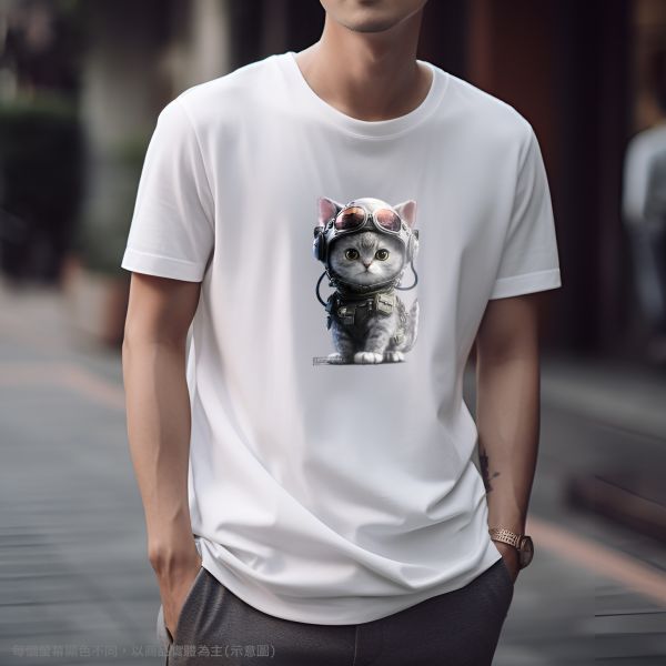 台灣TAIWAN自創品牌潮流T恤-圓領短袖T(轉印)-pip-pep-飛官貓 印花T恤、插畫T、創意圖案T恤、MITT恤、台灣製T恤、高品質純棉T恤、情侶T恤、情侶裝T恤、情侶短袖