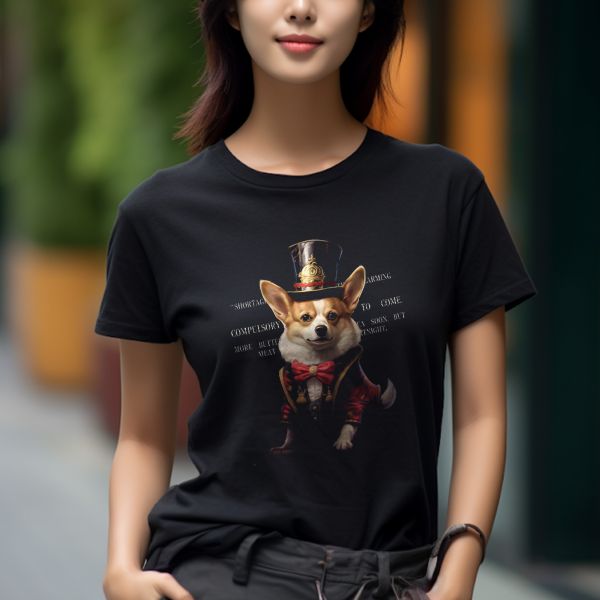 台灣TAIWAN自創品牌潮流T恤-圓領純棉短袖T(轉印)-pip-pep-國王柯基 印花T恤、插畫T、創意圖案T恤、MITT恤、台灣製T恤、高品質純棉T恤、情侶T恤、情侶裝T恤、情侶短袖