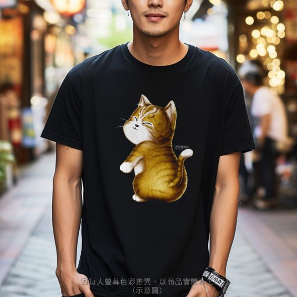 台灣TAIWAN自創品牌潮流T恤-圓領純棉短袖T-限定版(轉印)-小花貓 印花T恤、插畫T、創意圖案T恤、MITT恤、台灣製T恤、高品質純棉T恤、情侶T恤、情侶裝T恤、情侶短袖