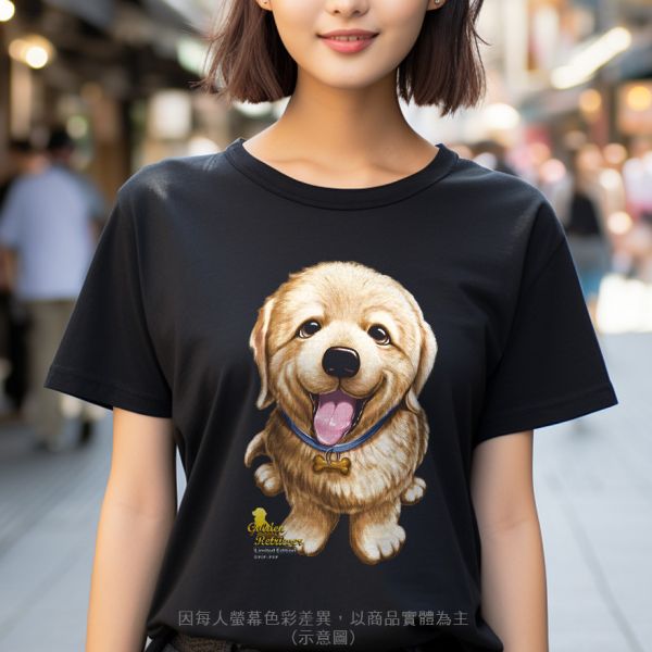 台灣TAIWAN自創品牌潮流T恤-圓領純棉短袖T-限定版(轉印)-黃金獵犬 印花T恤、插畫T、創意圖案T恤、MITT恤、台灣製T恤、高品質純棉T恤、情侶T恤、情侶裝T恤、情侶短袖