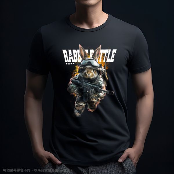 台灣TAIWAN自創品牌潮流T恤-圓領純棉短袖T-限定版(轉印)-兔子戰爭 印花T恤、插畫T、創意圖案T恤、MITT恤、台灣製T恤、高品質純棉T恤、情侶T恤、情侶裝T恤、情侶短袖